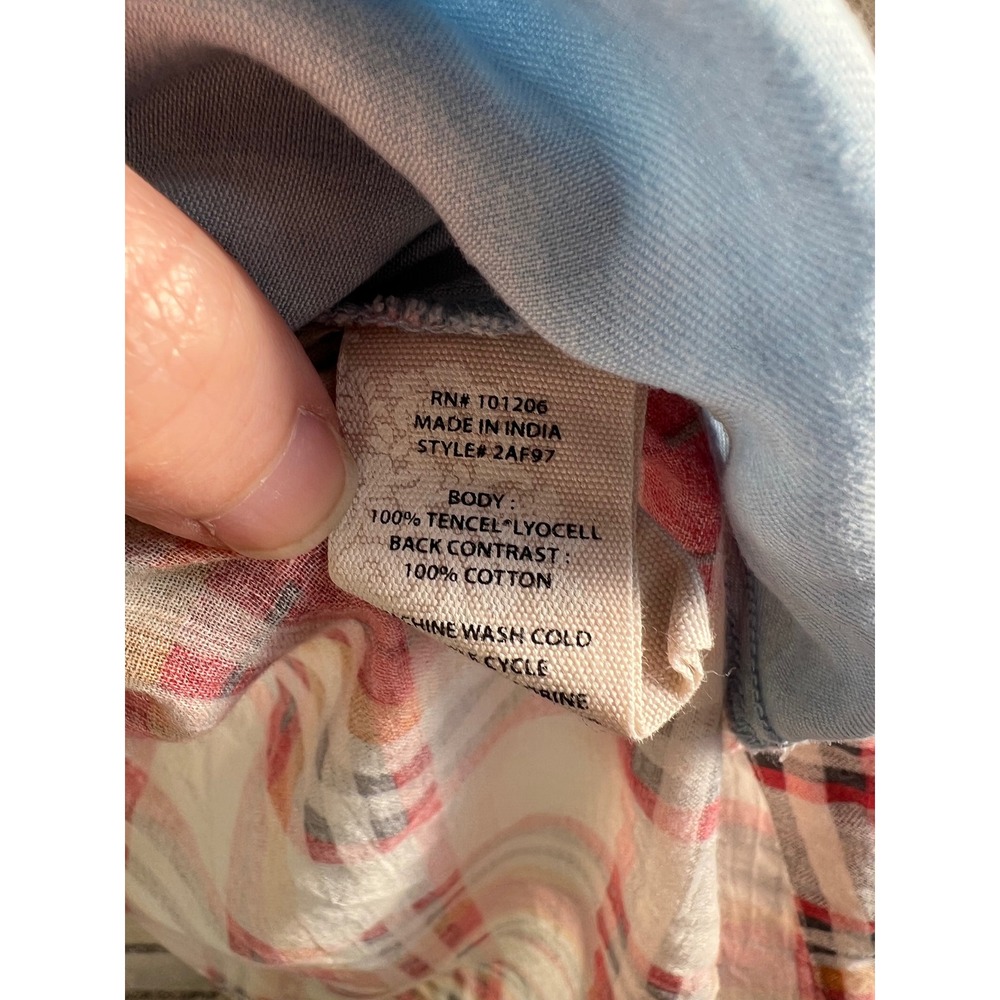 Soft Surroundings Fall Plaid Back Embroidered Henley Tunic Top Blue Size Small - Picture 4 of 5
